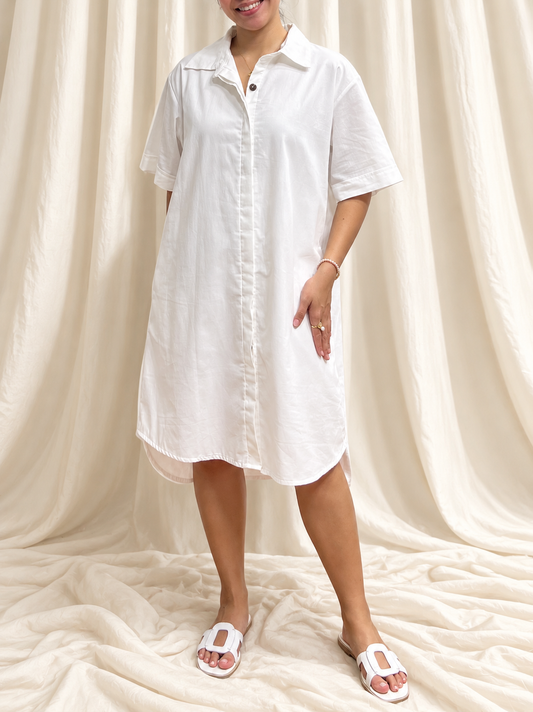 Cedar Dress in White with Lining