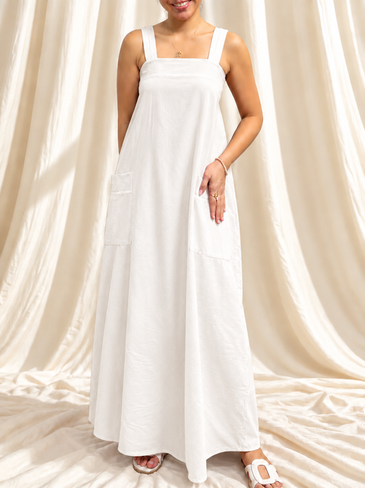 Galatia Dress in White with Lining
