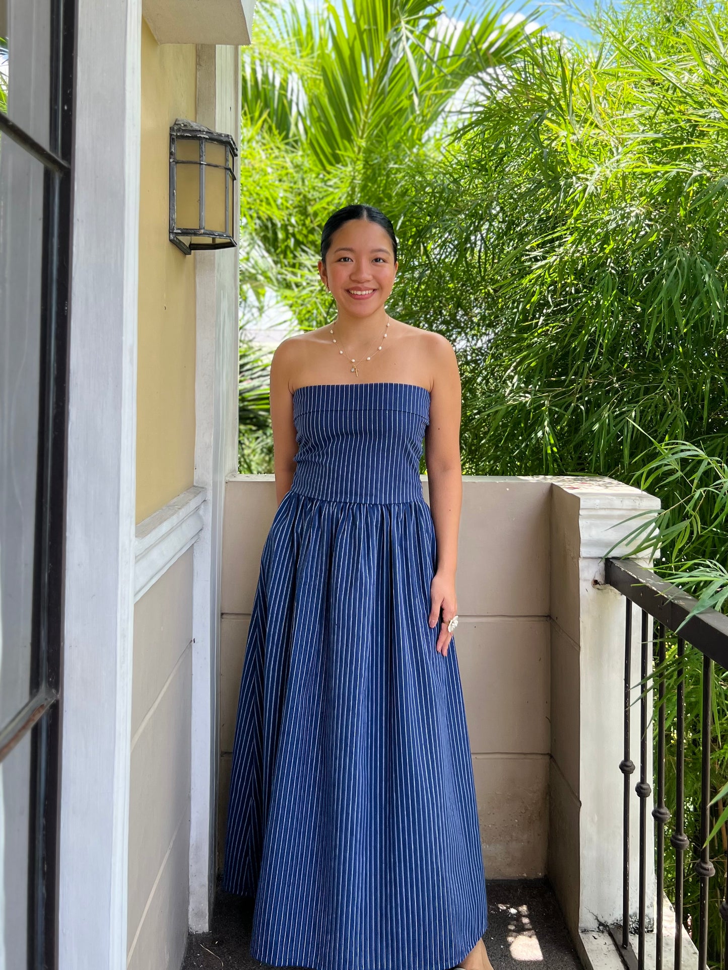 Ivory Dress in Stripes 009