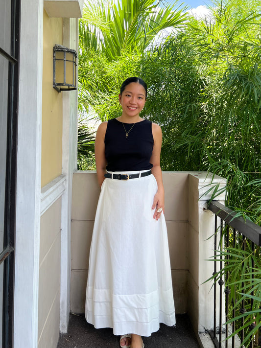 London Skirt in White with Lining