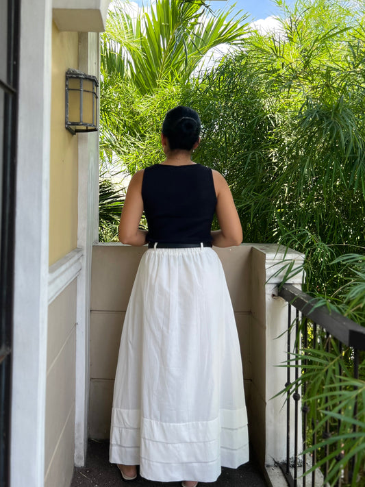 London Skirt in White with Lining