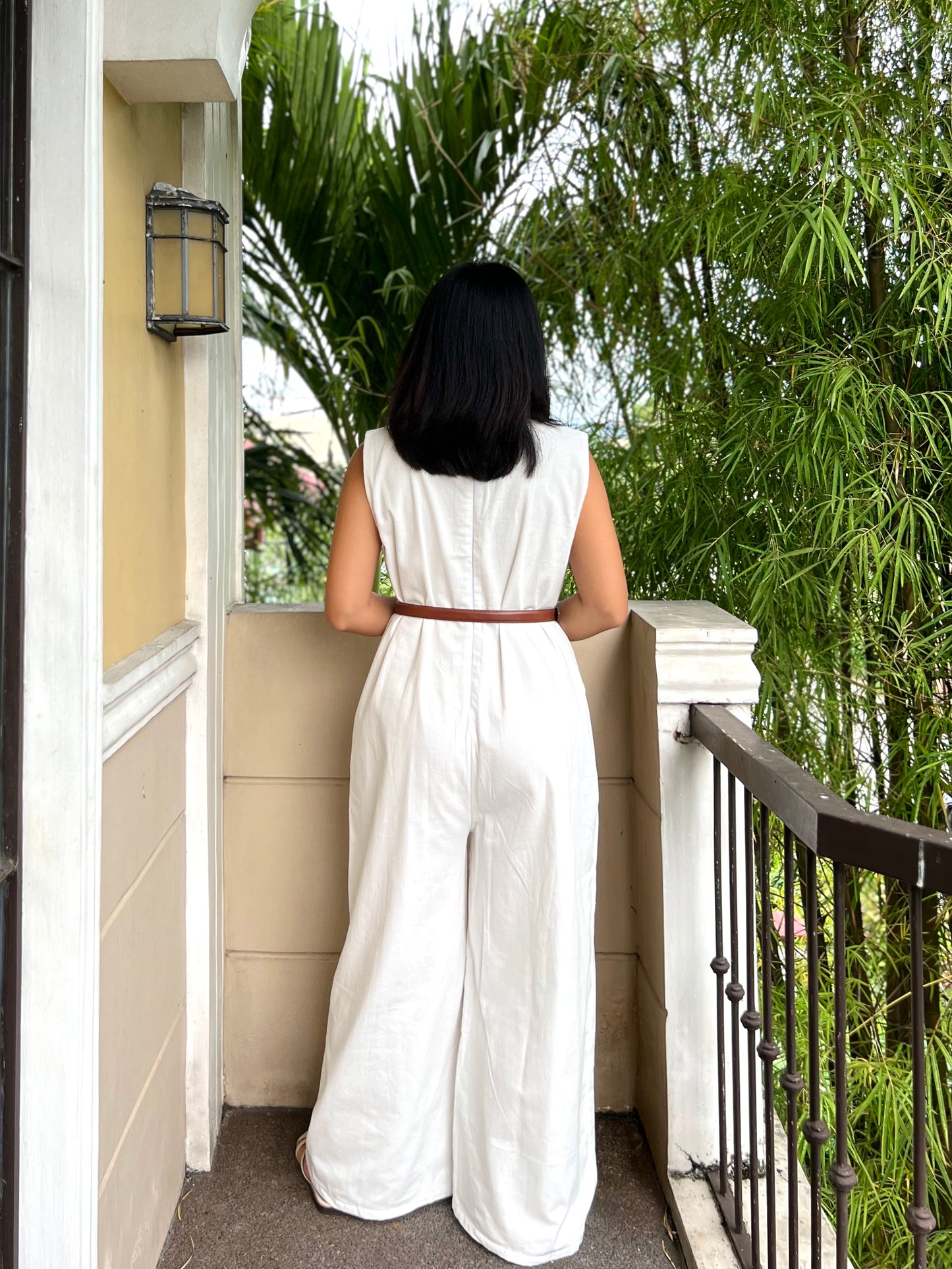Bremen Jumpsuit in White with Lining