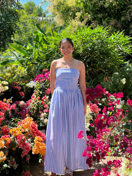 Ivory Dress in Stripes 008