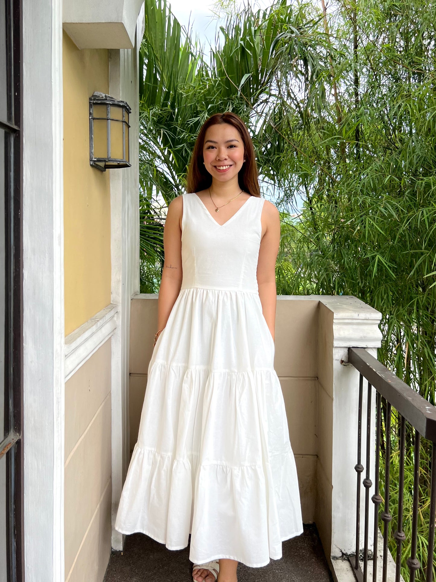 Riviera Dress in White with Lining