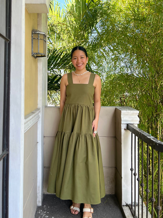Psalm Dress in Army Green