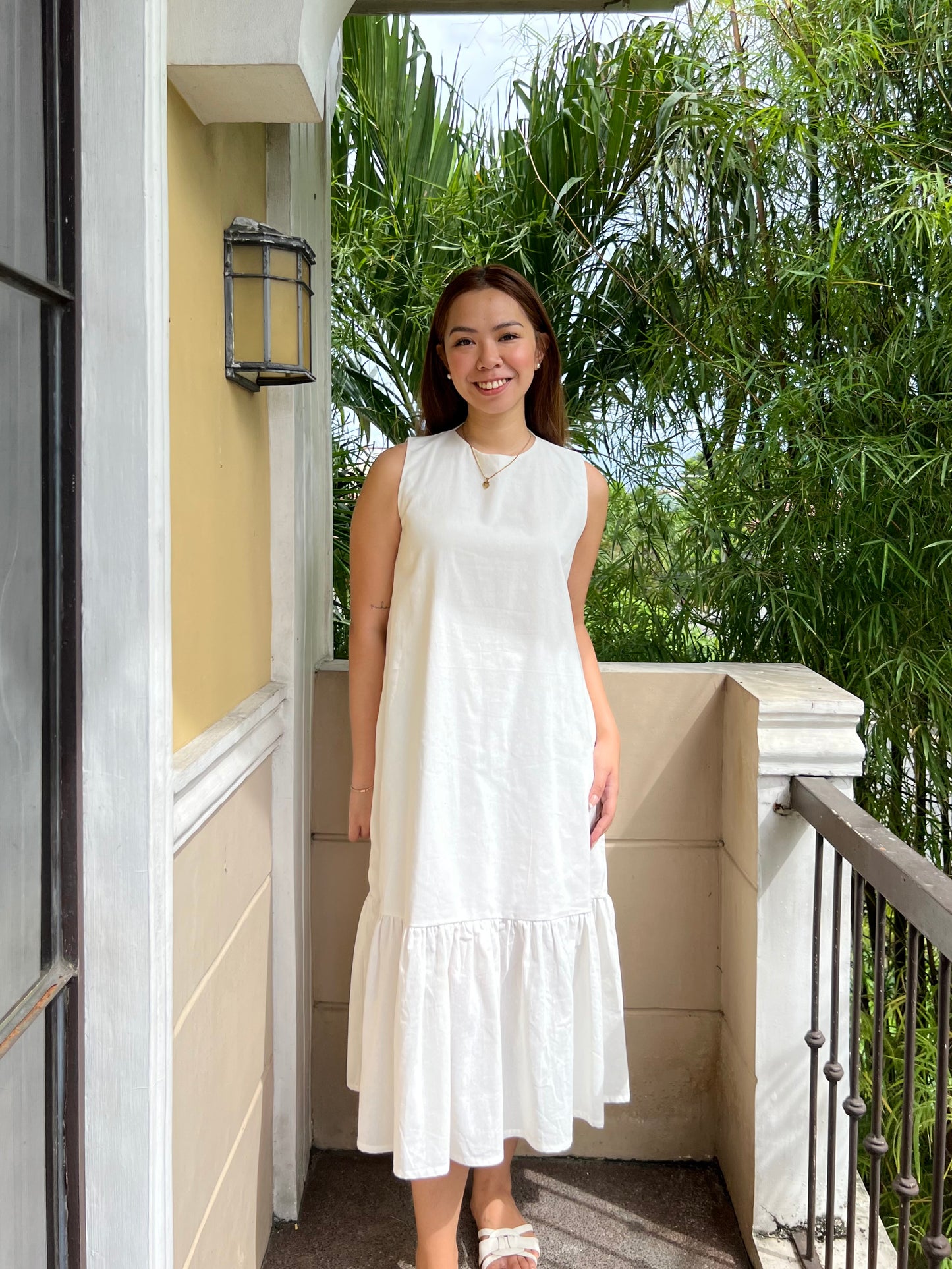 Camden Dress in White with Lining