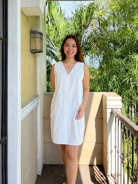 Marini Reversible Dress in White with Lining