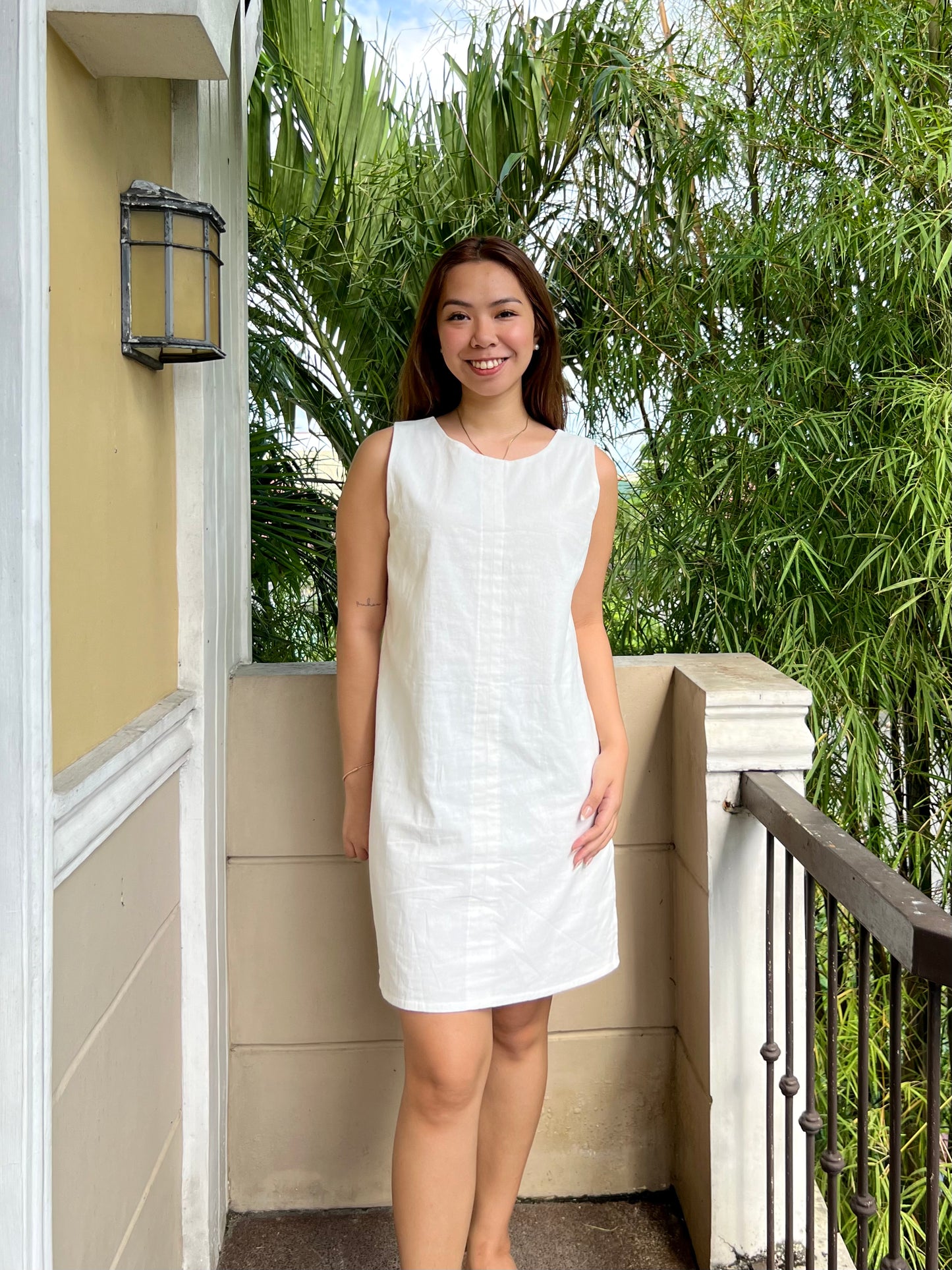 Marini Reversible Dress in White with Lining