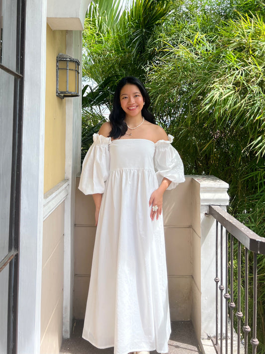 Esther Dress in White with Lining