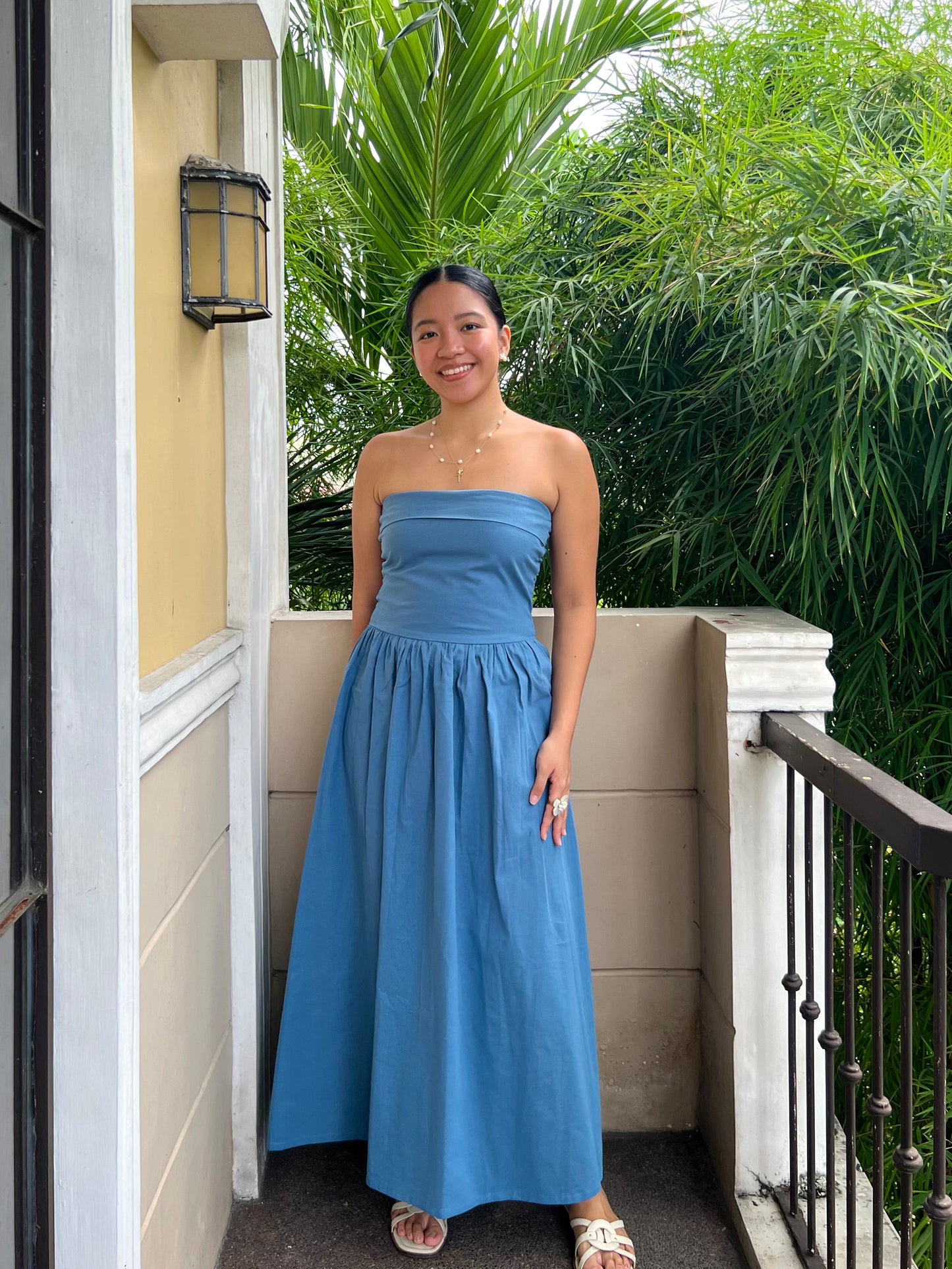 Ivory Dress in French Blue