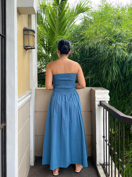 Ivory Dress in French Blue