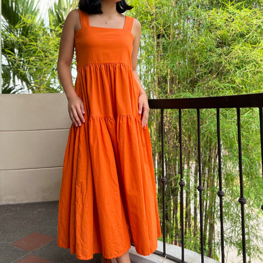 Psalm Dress in Tangerine