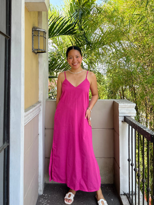 Caprese Dress in Deep Pink