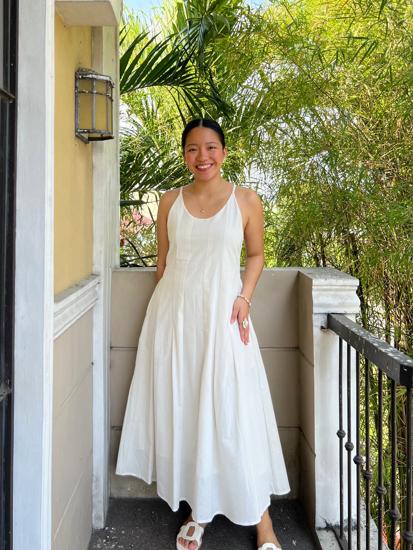 Versai Dress in White with Lining