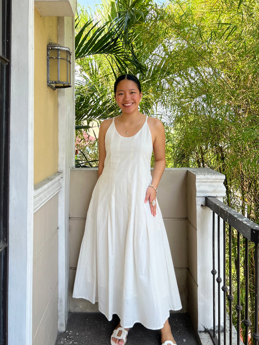 Versai Dress in White with Lining