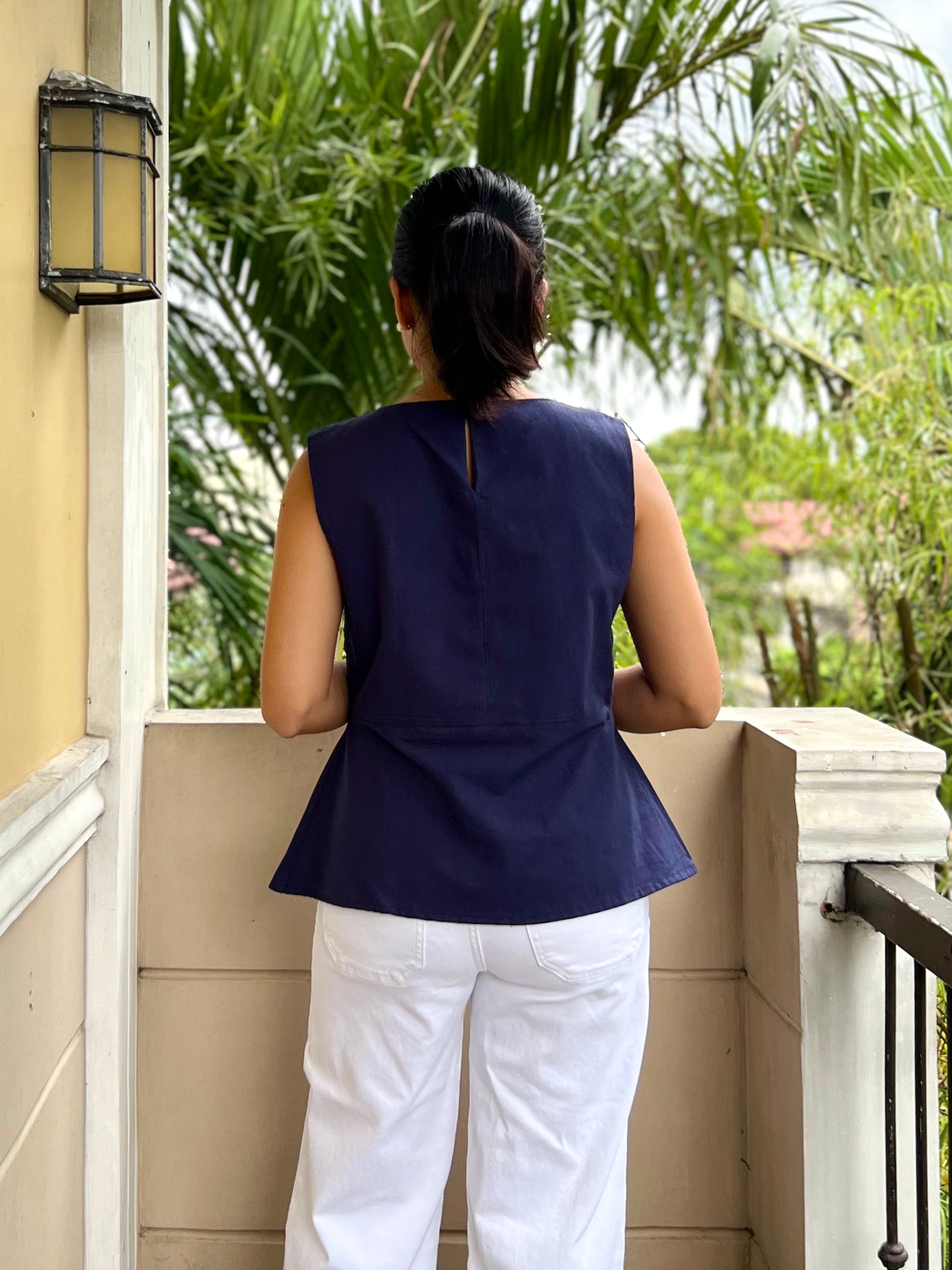 Portobello Top in Navy Blue Wanhiyan Clothing