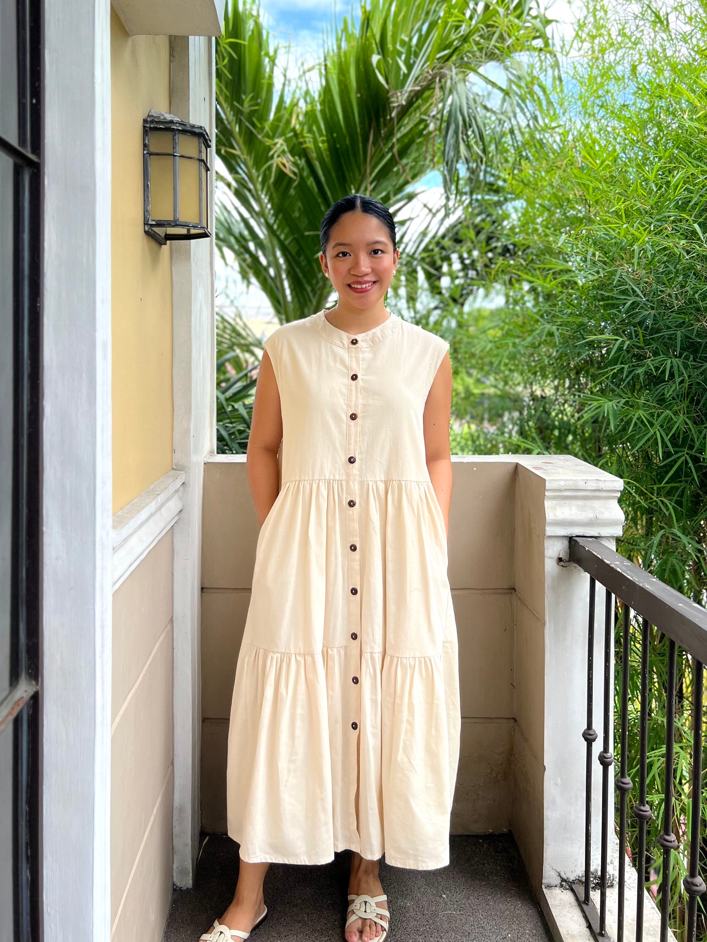 Ruth Dress in Cream with Lining