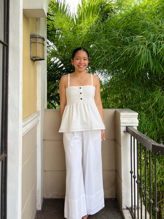 Blueberry Top in White with Lining