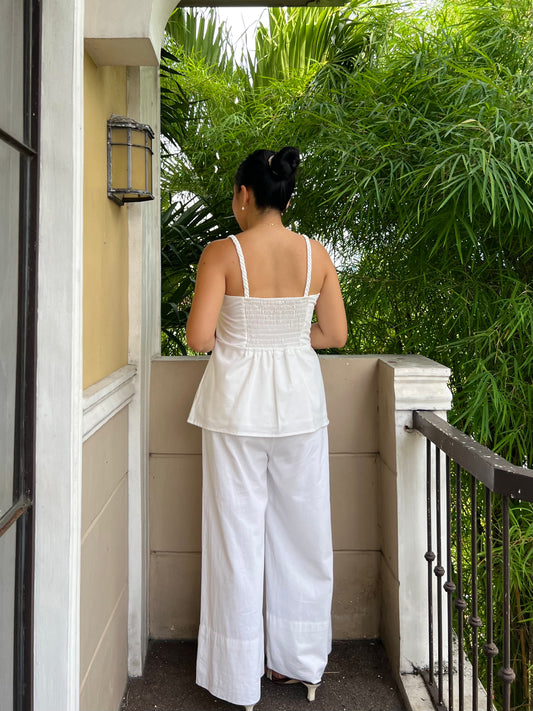 Blueberry Top in White with Lining