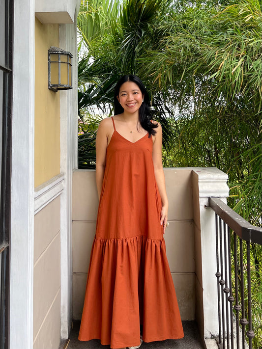 Elysees Dress in Rust