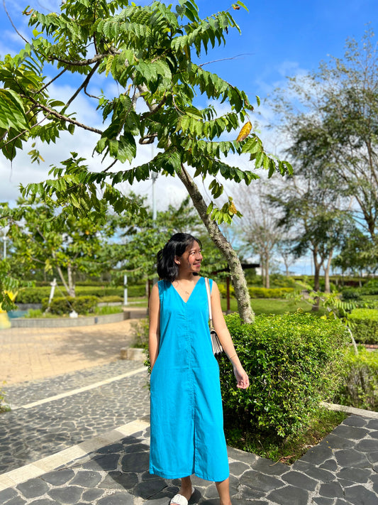 Courage Reversible Dress in Cerulean