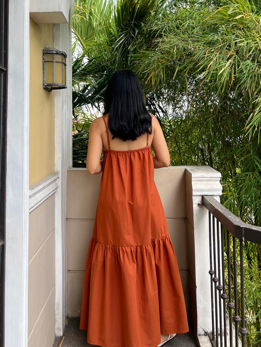 Elysees Dress in Rust