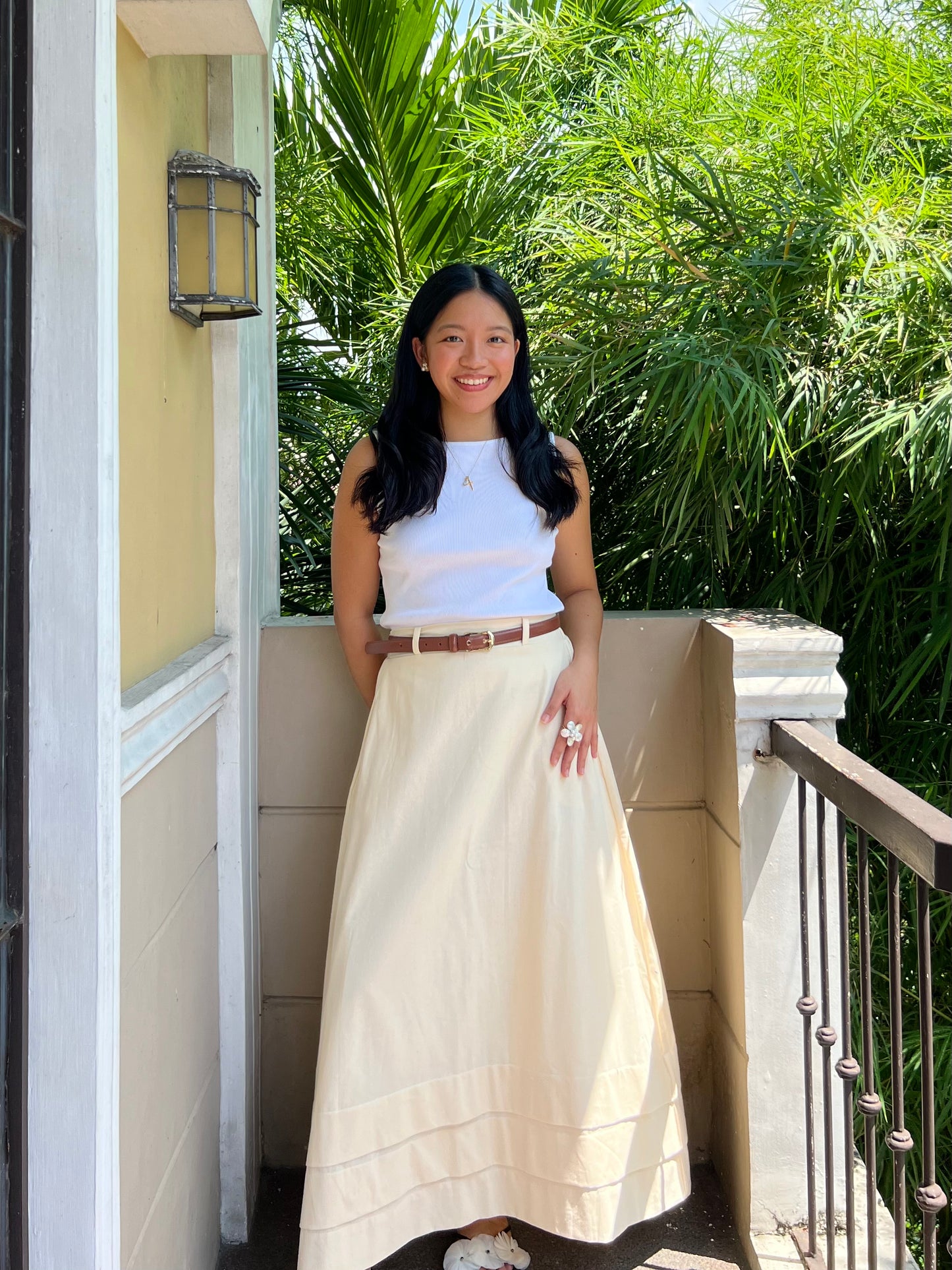 London Skirt in Cream with Lining