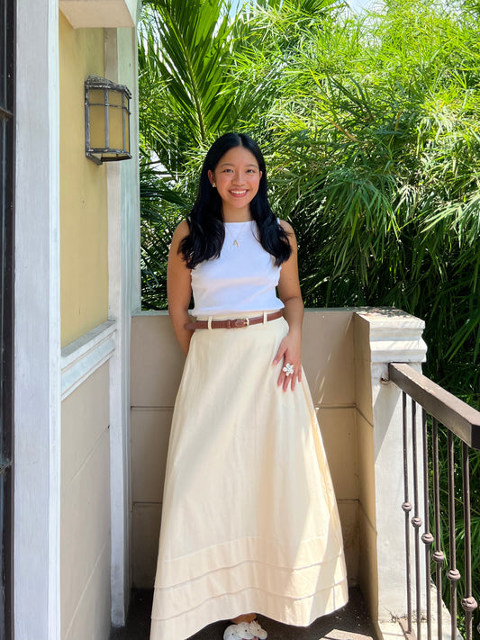 London Skirt in Cream with Lining