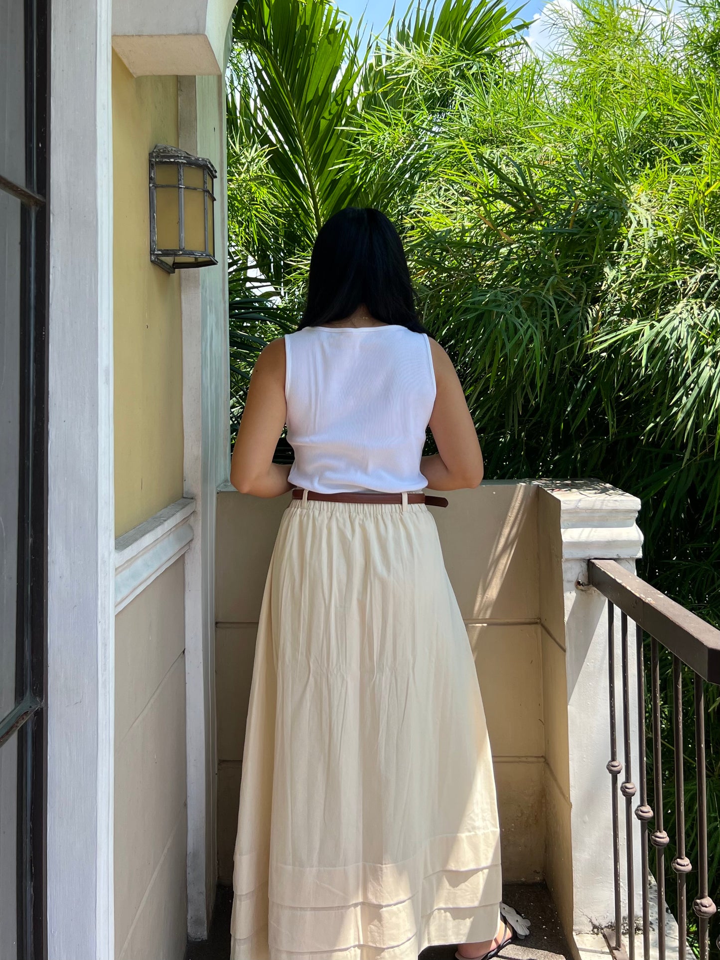 London Skirt in Cream with Lining