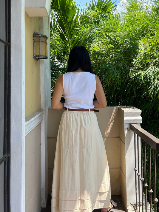 London Skirt in Cream with Lining