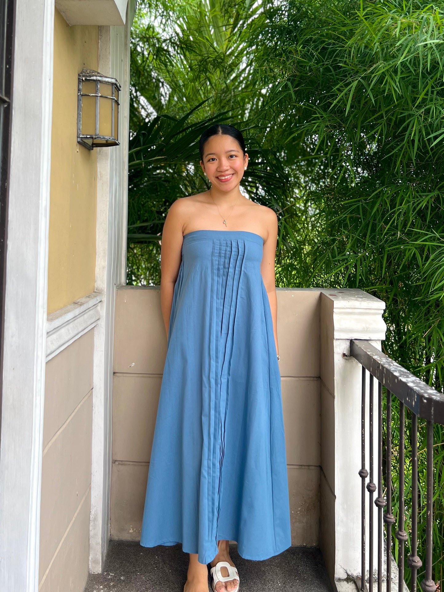 Lime Dress in French Blue
