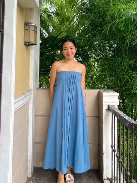 Lime Dress in French Blue