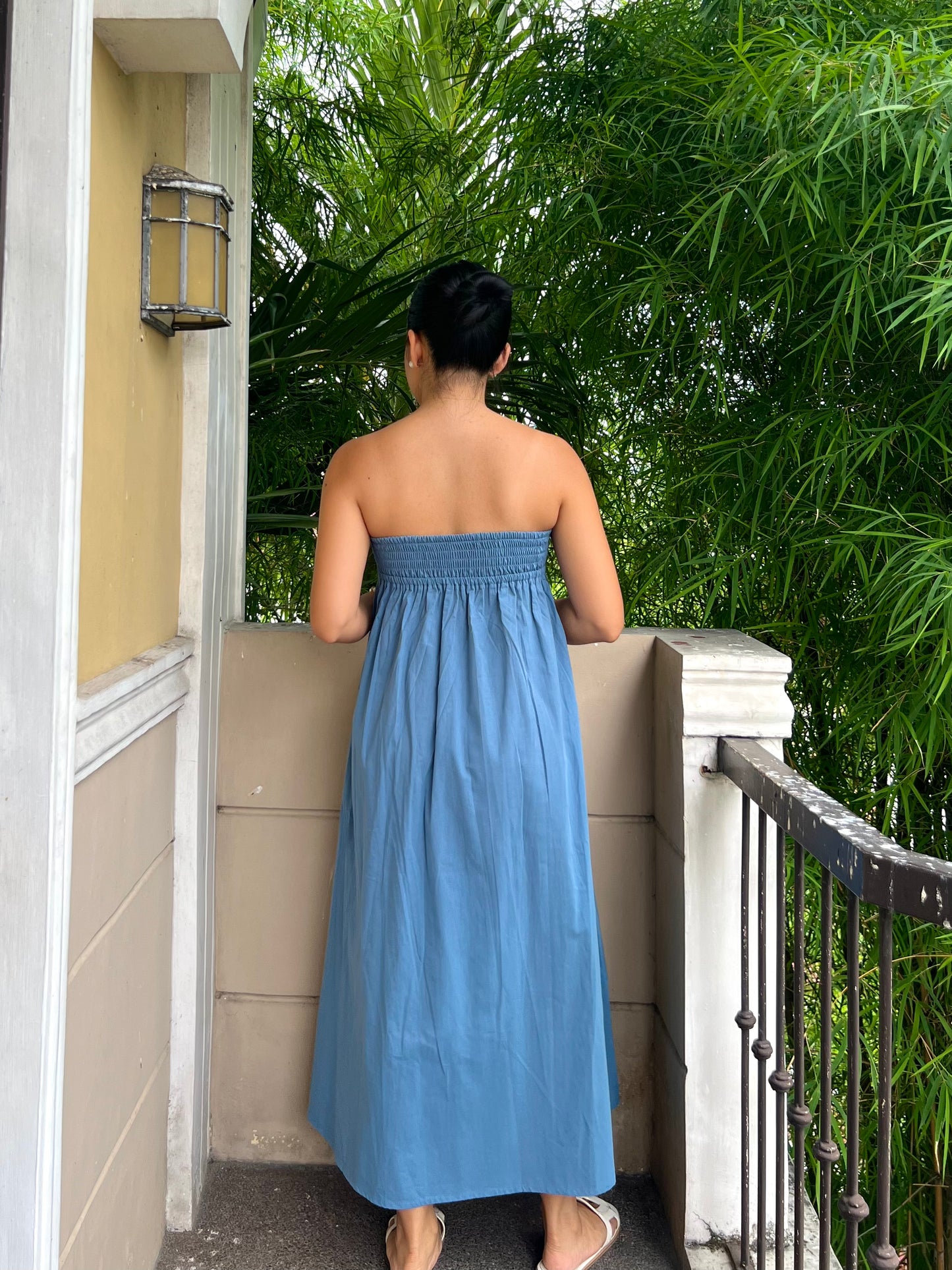 Lime Dress in French Blue