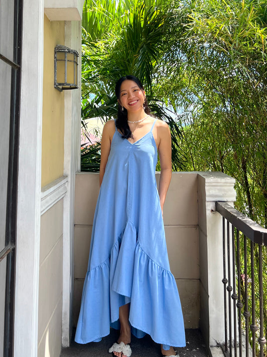 Amalfi Dress in Cornflower Blue