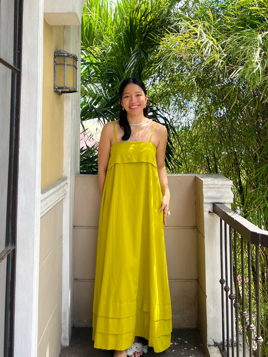 Faith Dress in Olive Yellow