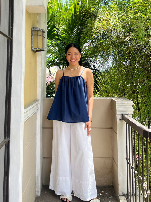 Peach Top in Navy Blue