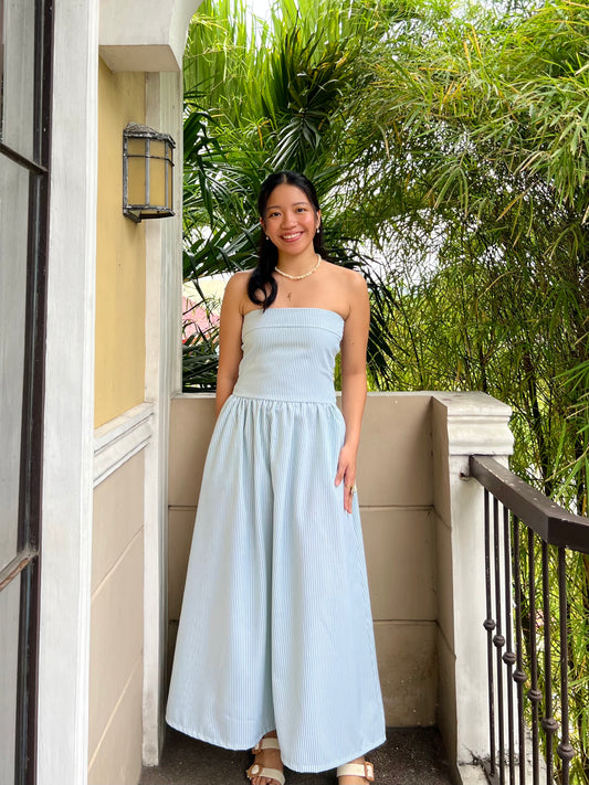 Ivory Dress in Stripes 022