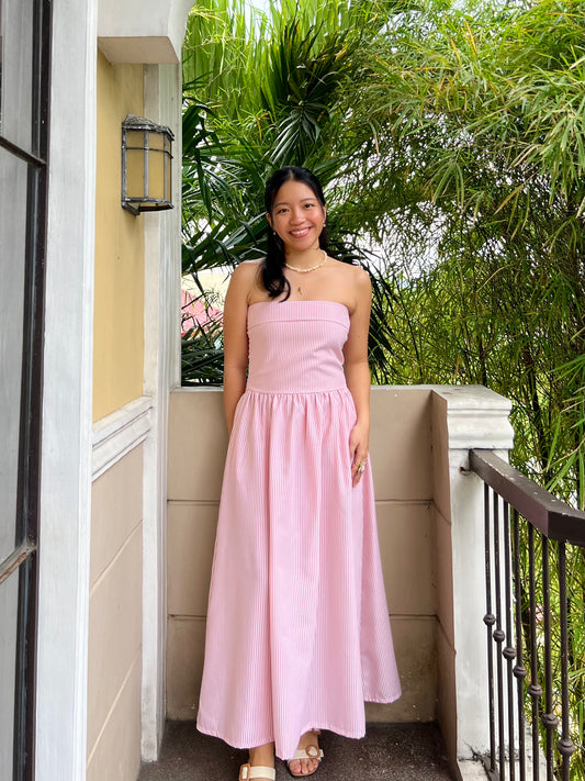 Ivory Dress in Stripes 024