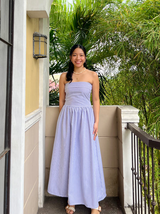 Ivory Dress in Stripes 025