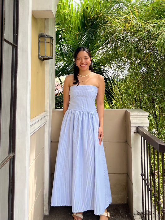 Ivory Dress in Stripes 023