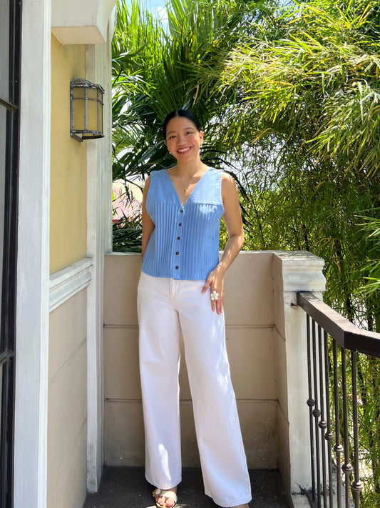 Brighton Top in Cornflower Blue