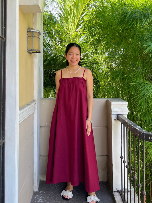 Mykonos Dress in Burgundy