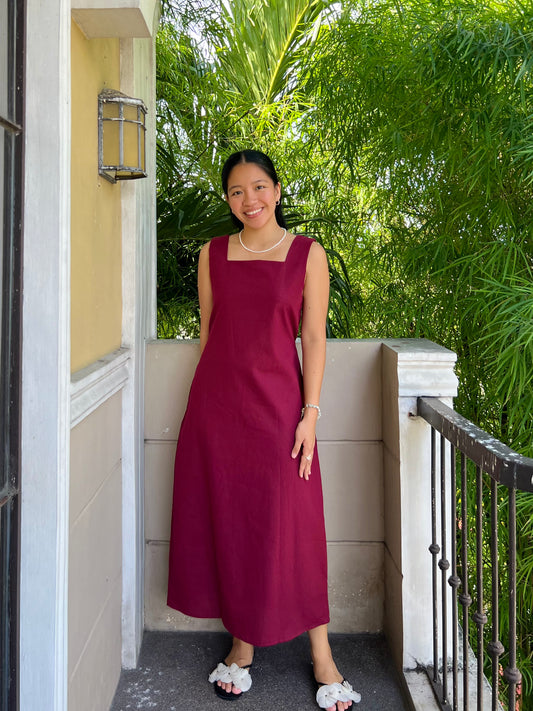 Stade Dress in Burgundy
