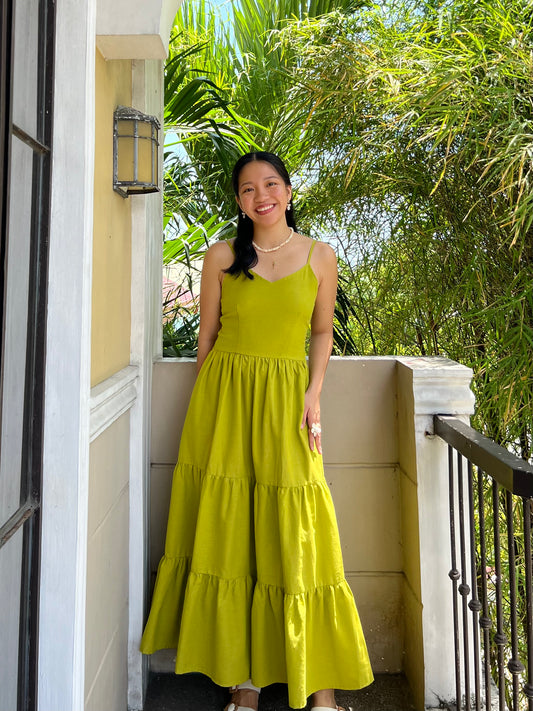 Honeydew Dress in Olive Yellow