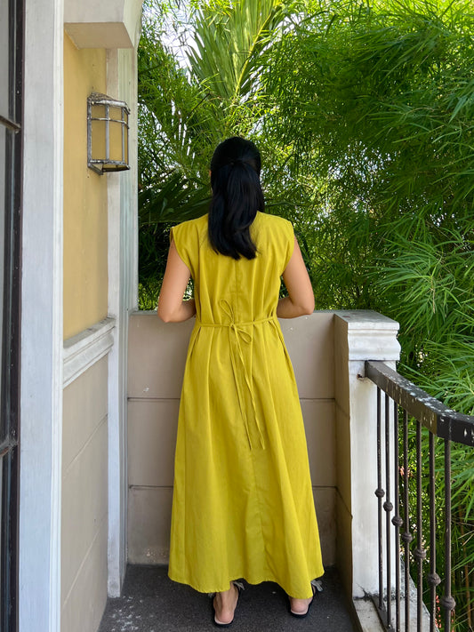 Coronado Dress in Olive Yellow