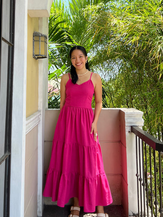 Honeydew Dress in Deep Pink