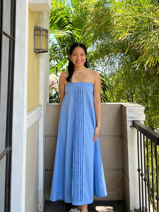 Lime Dress in Cornflower Blue