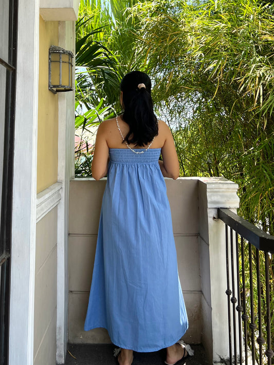 Lime Dress in Cornflower Blue