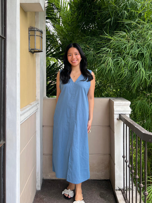 Courage Reversible Dress in French Blue