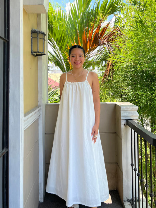 Limoncello Dress in White with Lining